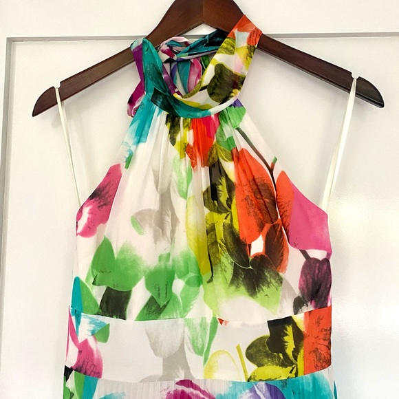 Eliza J Floral Print Halter Maxi Dress Size 2 - Picture 3 of 5